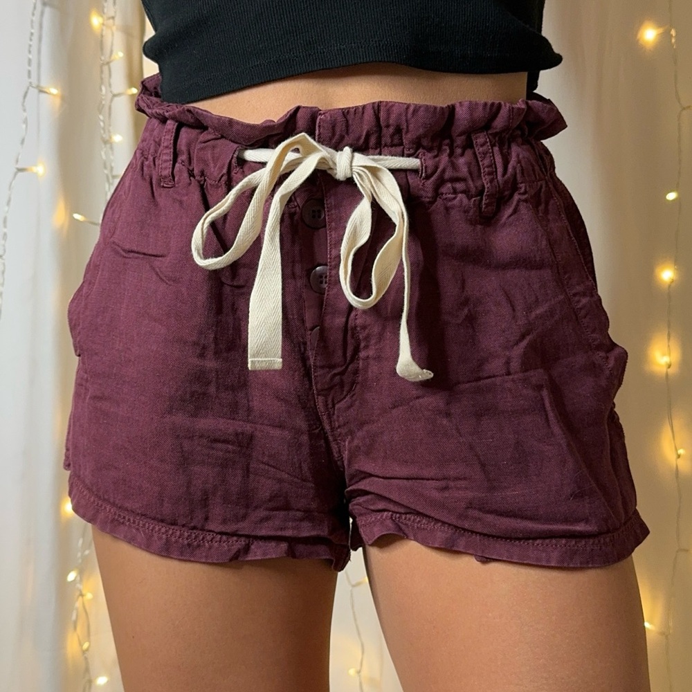 Free People High Waisted Burgundy Shorts